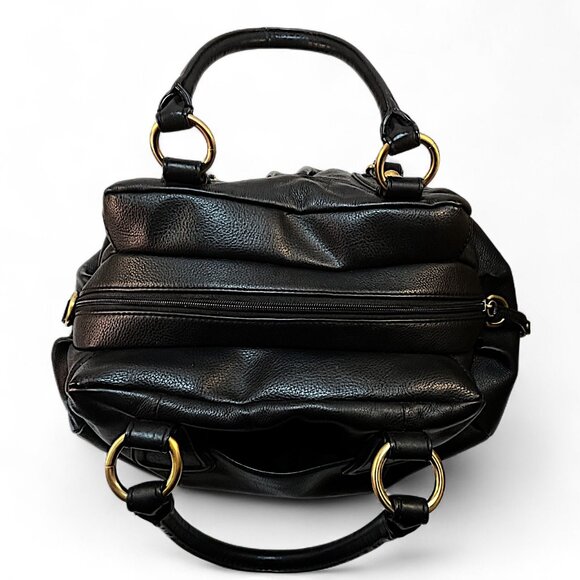 Worthington Black Cowhide Leather Satchel Handbag 14.5" L x 8" T 6" W - Picture 3 of 13